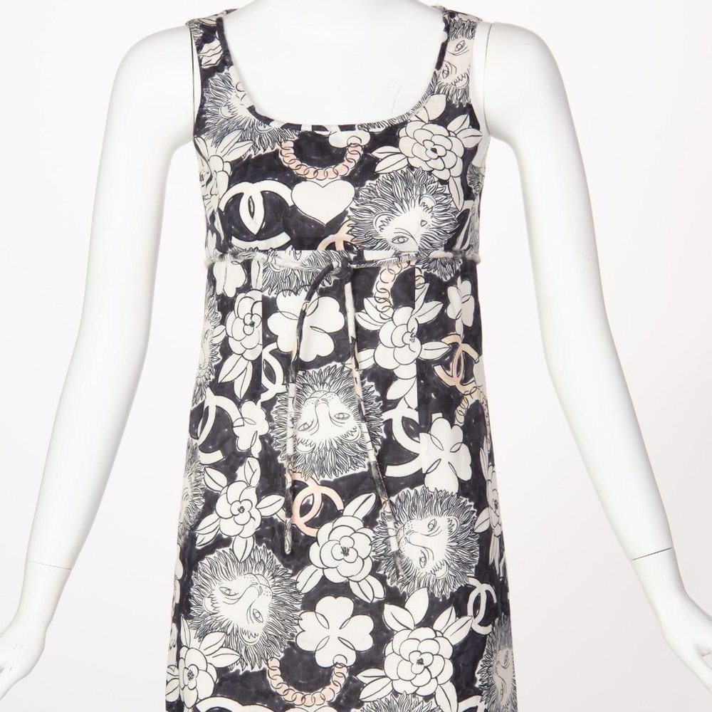 Chanel Dress - Lion Camellia Logo Sleeveless Mini Shift Dress